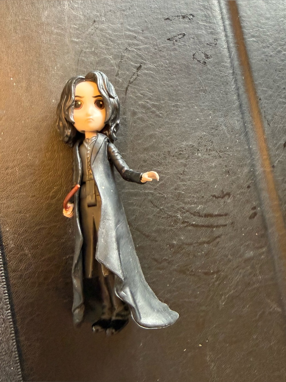 Black Wizard Action Figure with Wand - Kids Collectible